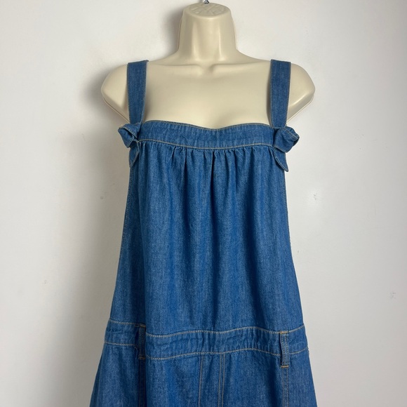 Anthropologie Pilcro Size 26W (3X) Wide-Leg 100% Cotton Denim Jumpsuit Overalls - Picture 4 of 16